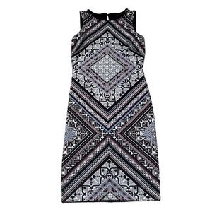 White House Black Market sleeveless midi dress geometric patterns multi color S.